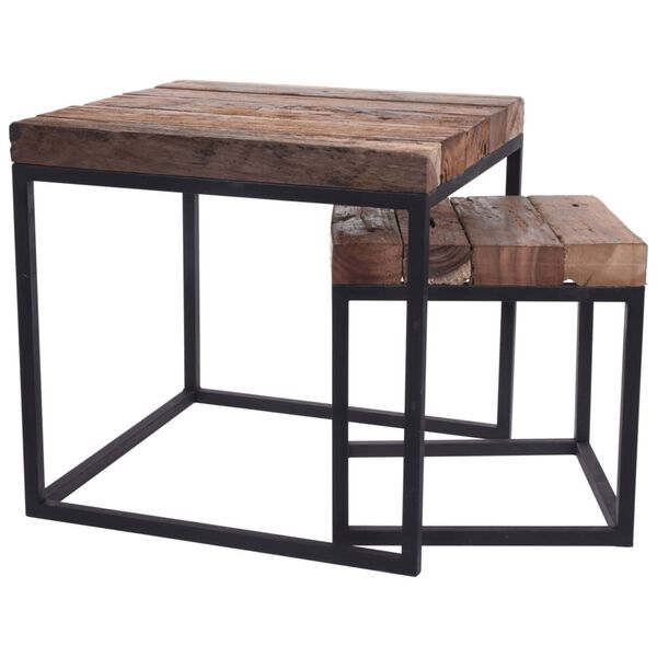H&S Collection Side Table Brown Teak wood Large and small Portable
