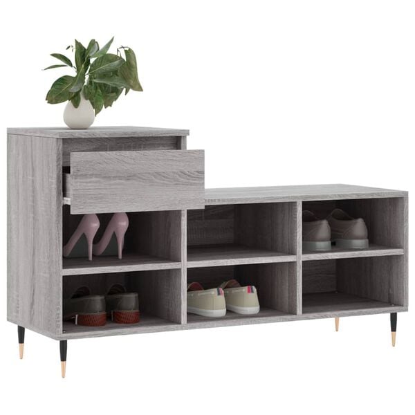 vidaXL Shoe Cabinet Grey Sonoma 40.2x14.2x23.6" Engineered Wood