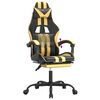 vidaXL Gaming Chair with Footrest Black and Gold Faux Leather