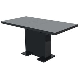 vidaXL Kitchen Table Glossy Black MDF, Steel Extendable Dining Table