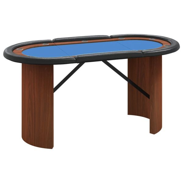 vidaXL Poker Table Blue Engineered wood Medium Cup Holders Poker Table
