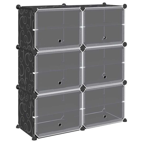 vidaXL Storage Cube Organizer Black Polypropylene 33.3 x 12.4 x 36.8 in