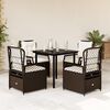 vidaXL 5 Piece Patio Dining Set with Cushions Brown Poly Rattan