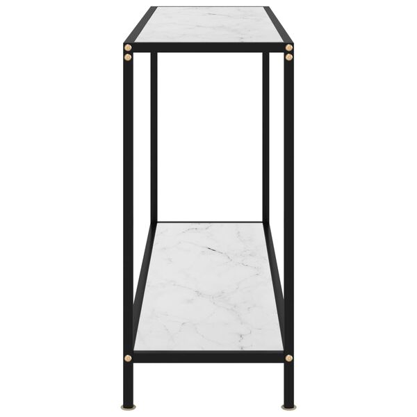 vidaXL Console Table White, Black Tempered Glass, Powder-Coated Steel