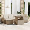 vidaXL Garden Sofa Set Beige PE rattan, powder-coated steel, tempered glass