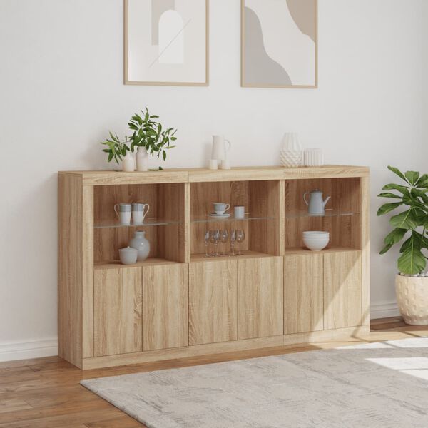 vidaXL Sideboard Sonoma oak Engineered wood, glass Large Sideboard