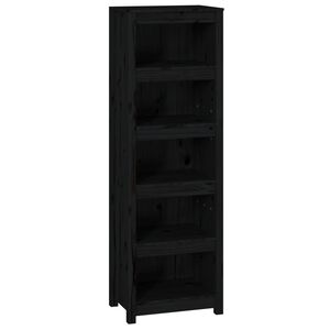 vidaXL Book Cabinet Black Solid pine wood Medium Book Cabinet