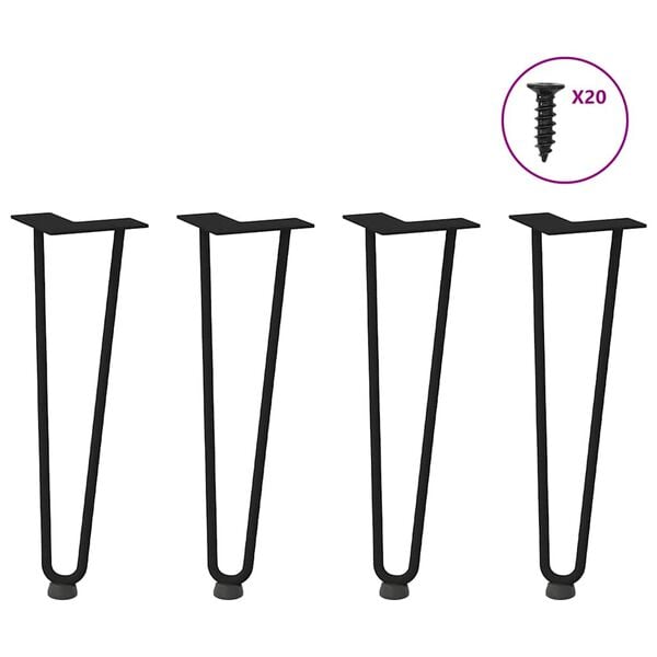 vidaXL Hairpin Table Leg Black Solid powder-coated steel 0.5 in diameter