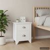vidaXL Cabinet White Paulownia Wood, Plywood Small Bedside Table