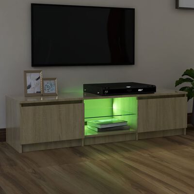 vidaXL TV Stand with LED Lights Sonoma Oak 55.1"x15.7"x14"
