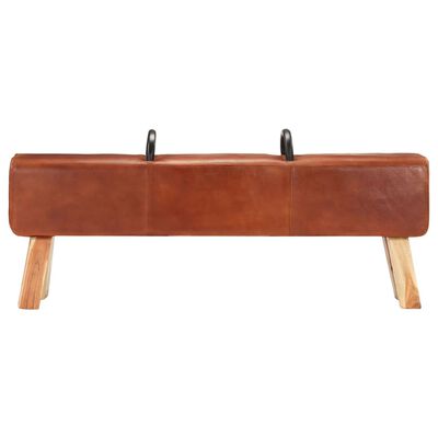 vidaXL Vintage Turnbock Bench with Handles Real Goat Leather