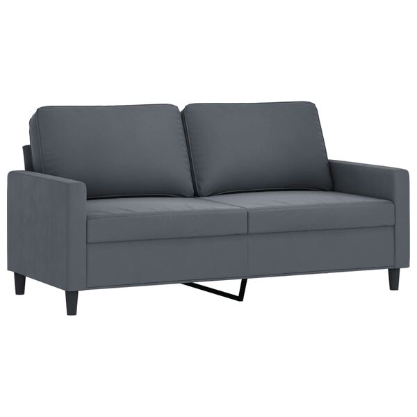 vidaXL Sofa Set Dark grey Velvet, metal, plywood 2-Seater Loveseat