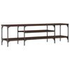 vidaXL TV Cabinet Brown Oak Engineered Wood, Iron Large TV Cabinet
