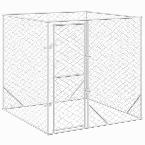 vidaXL Outdoor Dog Kennel Silver Galvanized steel 6.6 x 6.6 x 8.2 ft