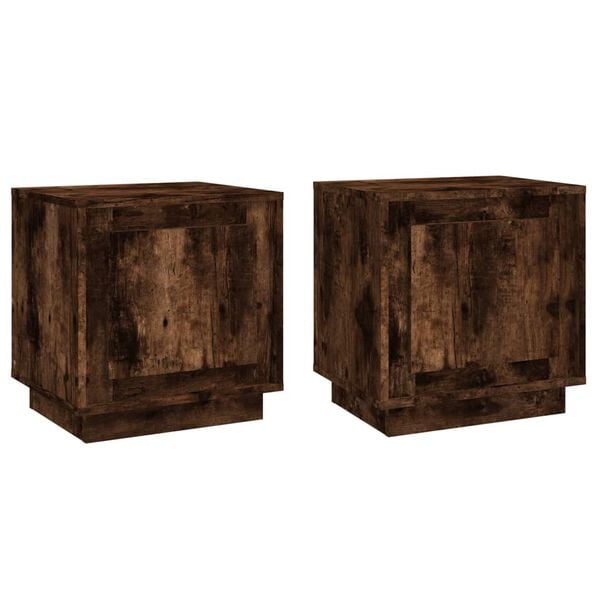 vidaXL Bedside Cabinet Set of 2 Smoked Oak Engineered Wood