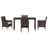 vidaXL Garden Dining Set with Cushion 5 pcs Brown Poly Rattan
