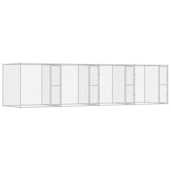 vidaXL Dog Cage 4 pcs Silver 314.96 x 78.74 x 78.74 in Steel and PE