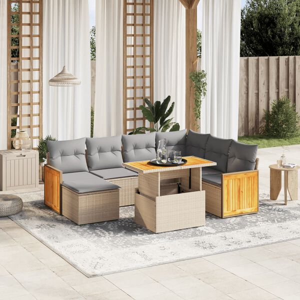 vidaXL Garden Sofa Set Beige and Light Grey