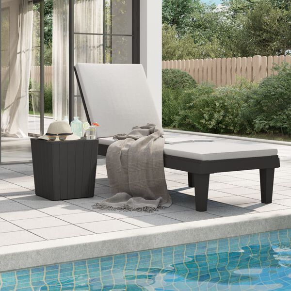 vidaXL Sun Lounger Black Polypropylene Standard Adjustable Armrests