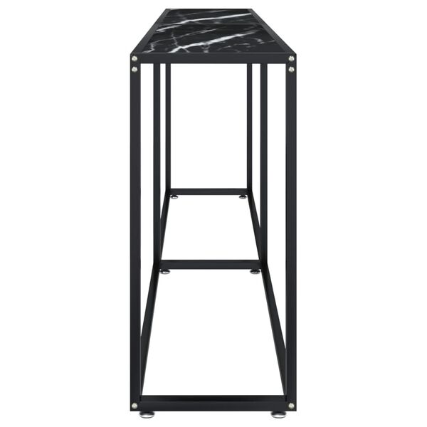vidaXL Console Table Black marble Tempered glass Large Sleek