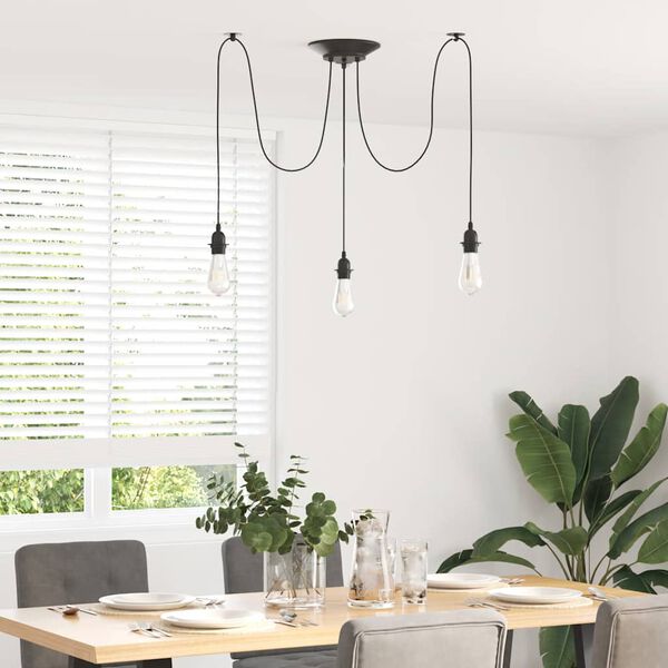 vidaXL Pendant Lamp Black Metal Adjustable height, ceiling mounting