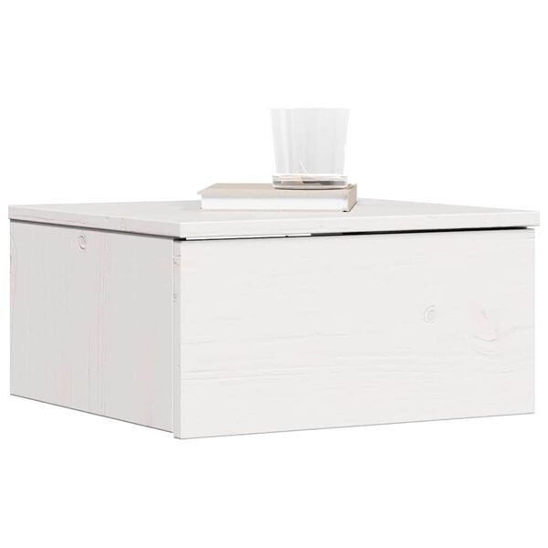 vidaXL Bedside Table White 14.57 x 13.78 x 7.28 in Solid pine wood