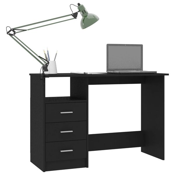 vidaXL Desk Black Engineered wood 43.3 in x 19.7 in x 29.9 in Desk