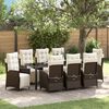 vidaXL Garden Dining Set with Cushion 9 pcs Brown Poly Rattan