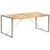 vidaXL Dining Table Brown and Grey Solid Rough Mango Wood, Steel