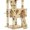 vidaXL Cat Tree Beige with paw prints Particle board Extra Tall Cat Tree