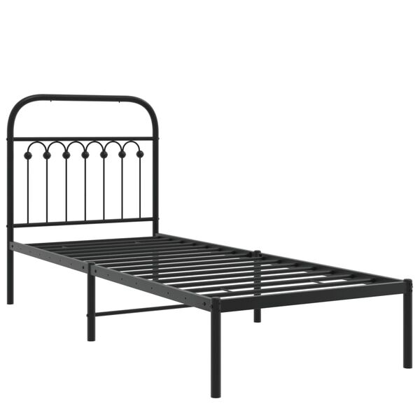 vidaXL Bed Frame Black Steel Small Single Bed Frame Rectangular