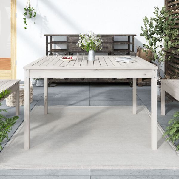 vidaXL Patio Table White 47.6x32.5x29.9" Solid Wood Pine