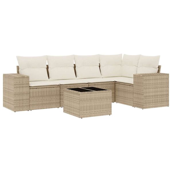 vidaXL Garden Sofa Set Beige PE Rattan Large Modular Garden Sofa Set