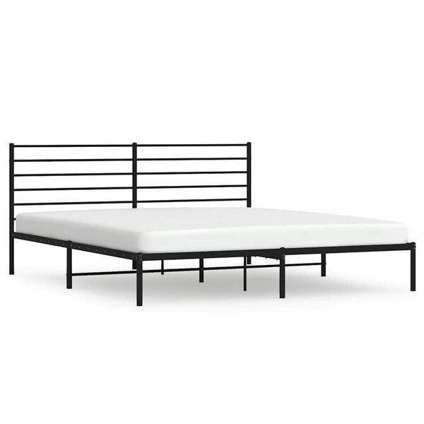 vidaXL Bed Frame Black Powder-coated steel King Bed Frame Rectangular