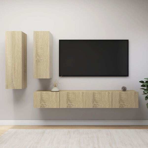 vidaXL TV Cabinet Set Set of 4 Sonoma Oak Engineered Wood Medium