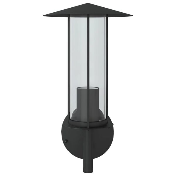vidaXL Outdoor Wall Light Black Stainless Steel, Polycarbonate Medium