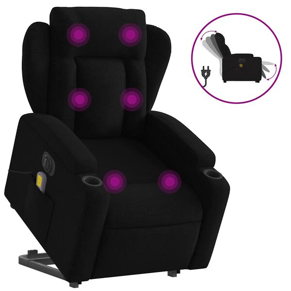 vidaXL Electric Stand Up Massage Recliner Chair Black Fabric