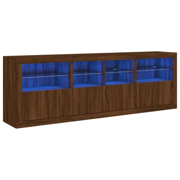vidaXL Sideboard with LED Lights Brown Oak 79.5"x14.6"x26.4"