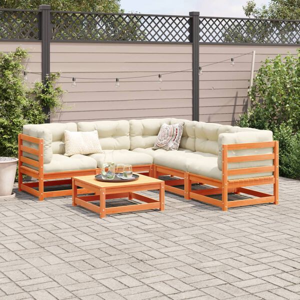 vidaXL Garden Sofa Set Wax brown, Cream