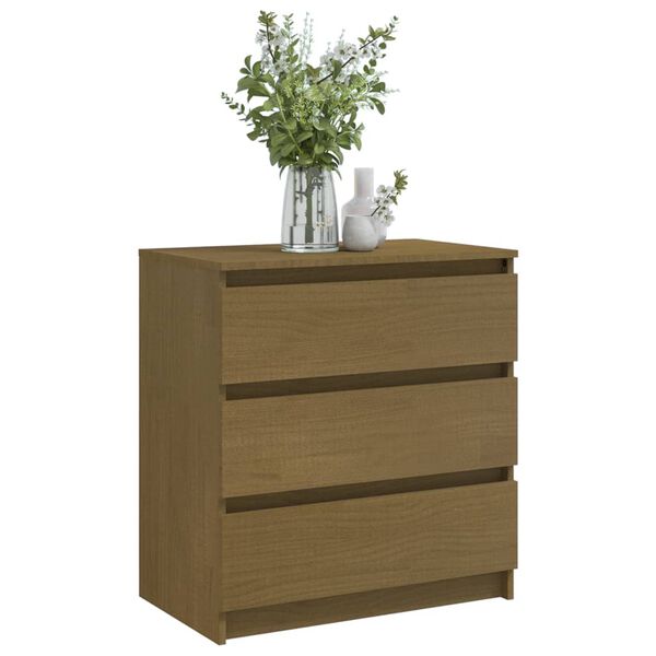vidaXL Bedside Cabinet Set of 2 Honey Brown Solid Pinewood Medium