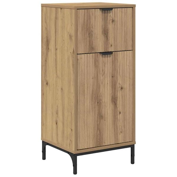 vidaXL Bathroom Cabinet with Door Artisan Oak 15.55 x 14.17 x 34.65 in