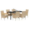 vidaXL Garden Dining Set with Cushion 7 pcs Beige Poly Rattan