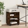 vidaXL Printer Stand with Wheels Smoked Oak 16.1"x12.6"x18.9"