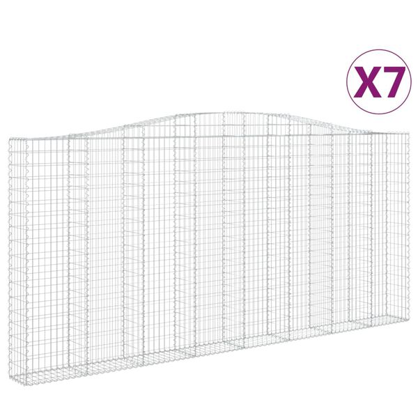 vidaXL Arched Gabion Baskets 7 pcs 157.5x11.8x180/200" Galvanised Iron