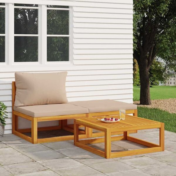 vidaXL Garden Lounge Set Taupe Solid acacia wood and fabric Standard