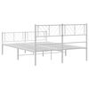 vidaXL Metal Bed Frame White Powder-Coated Steel Double Bed