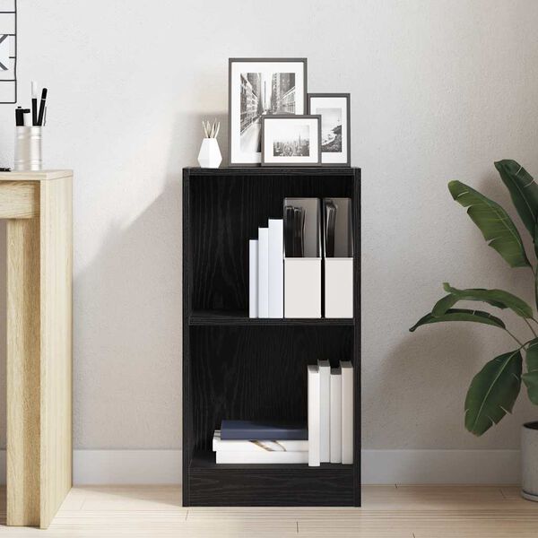 vidaXL Bookcase Black Oak Engineered Wood Medium Bookcase Rectangular