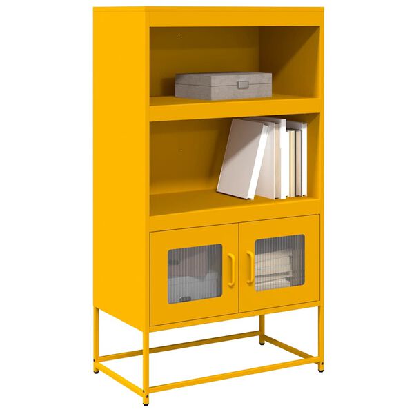 vidaXL Highboard Mustard Yellow Cold-rolled Steel 26.8 x 15.4 x 48.4 in