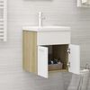 vidaXL Sink Cabinet White and Sonoma Oak Engineered Wood Bathroom Cabinet