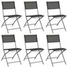 vidaXL Garden Dining Set Grey Powder-coated steel 7 Piece Foldable